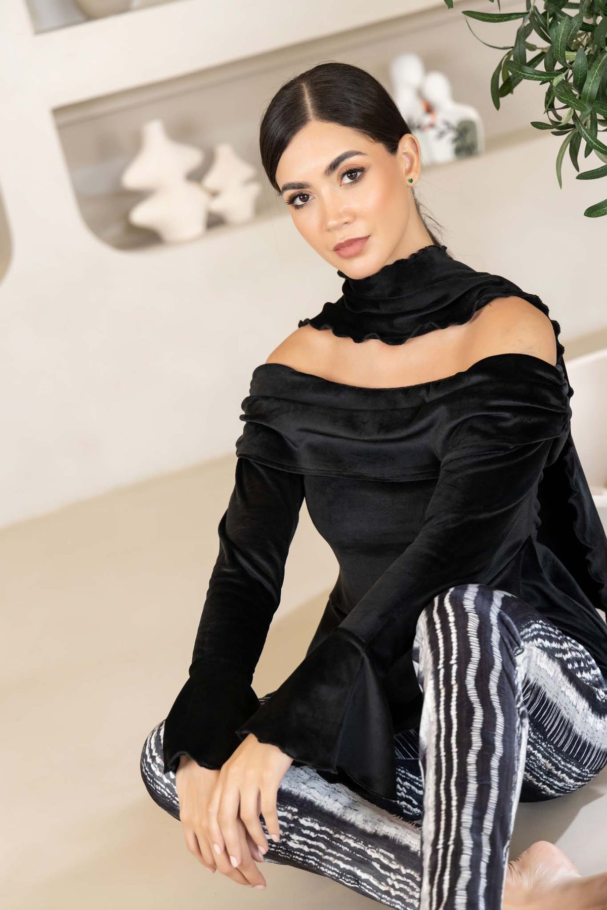 Elegant Velour Matching Pajama Set for Luxurious Home Comfort.