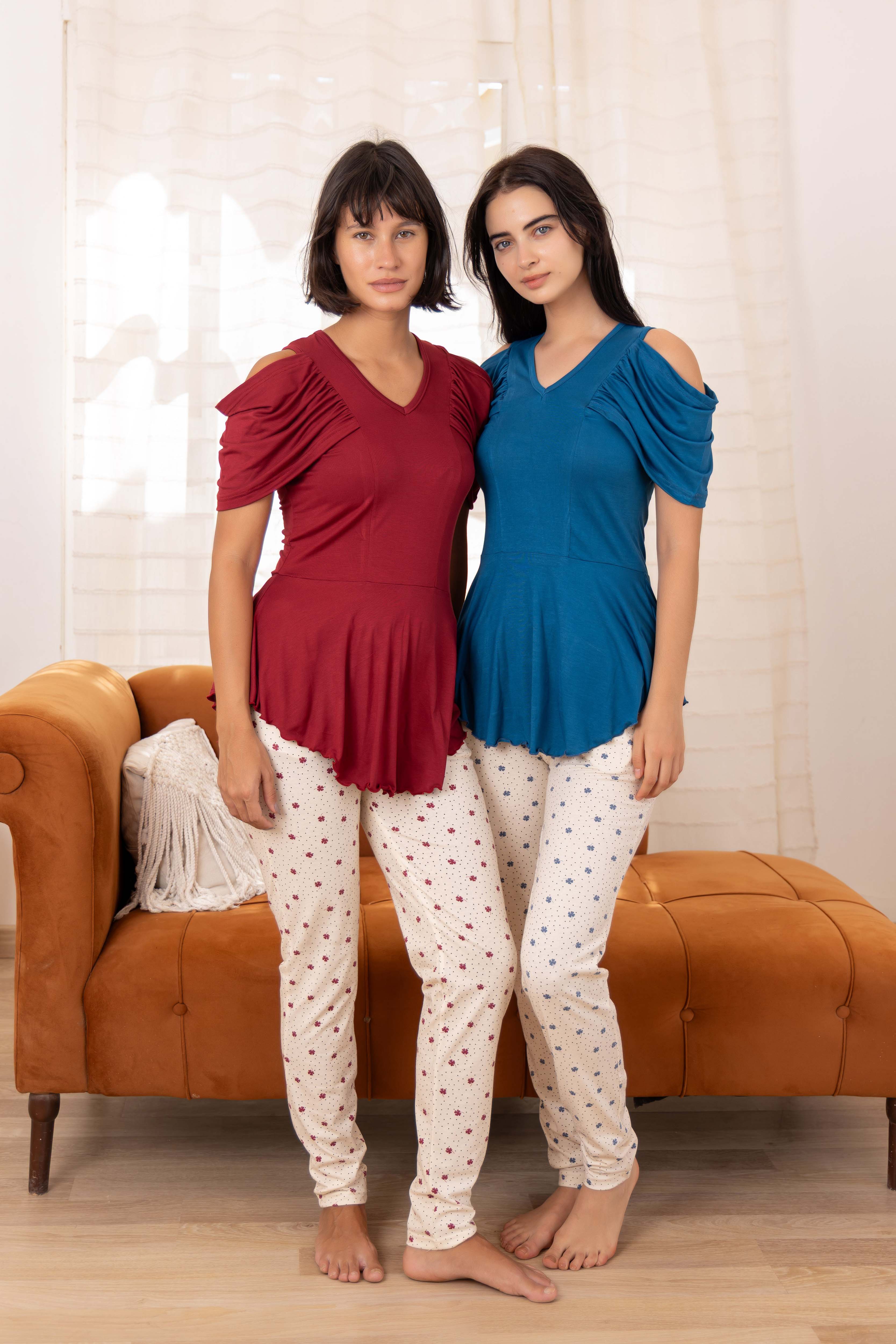 Cold-Shoulder Pajama Set