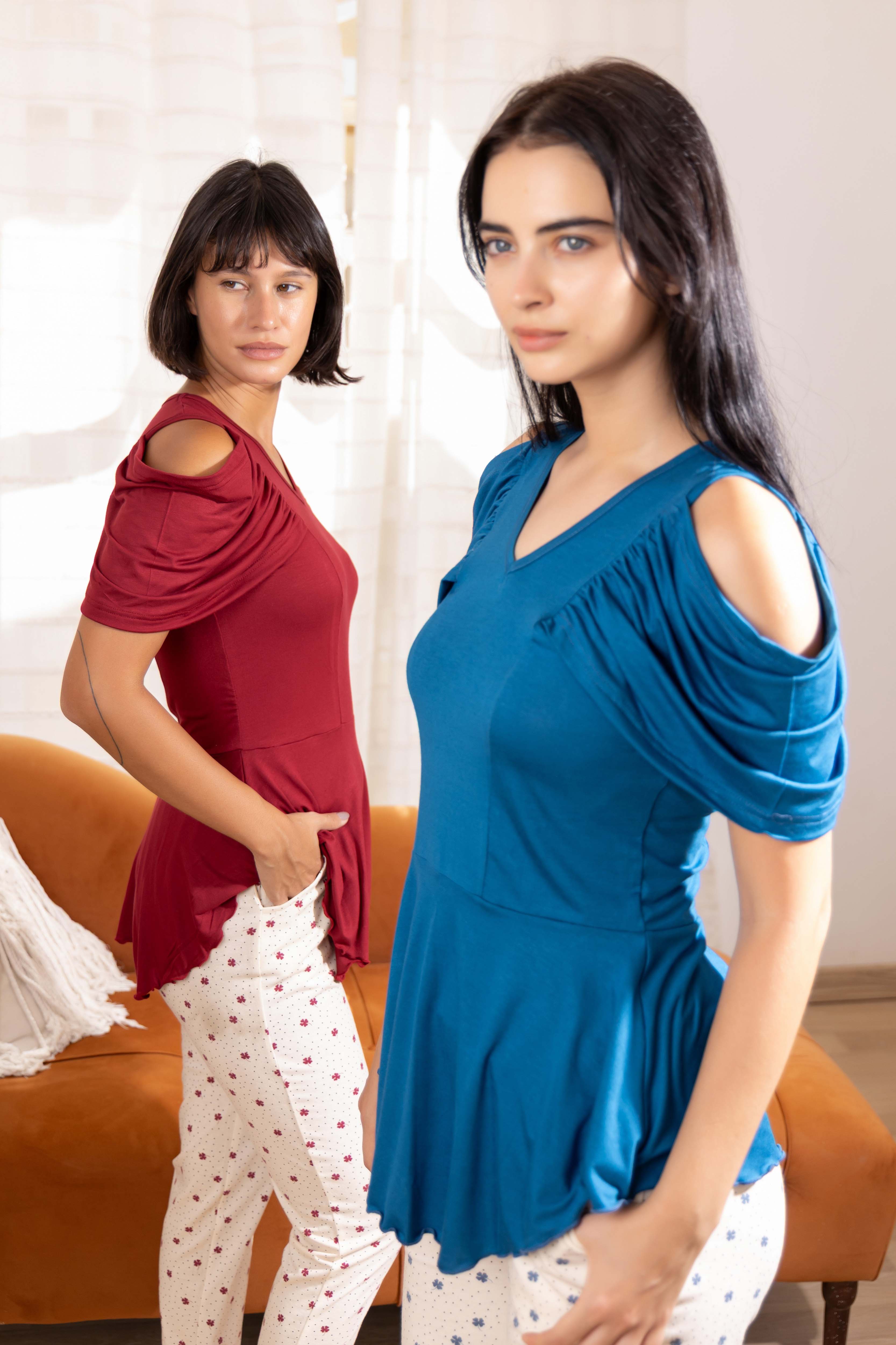 Cold-Shoulder Pajama Set
