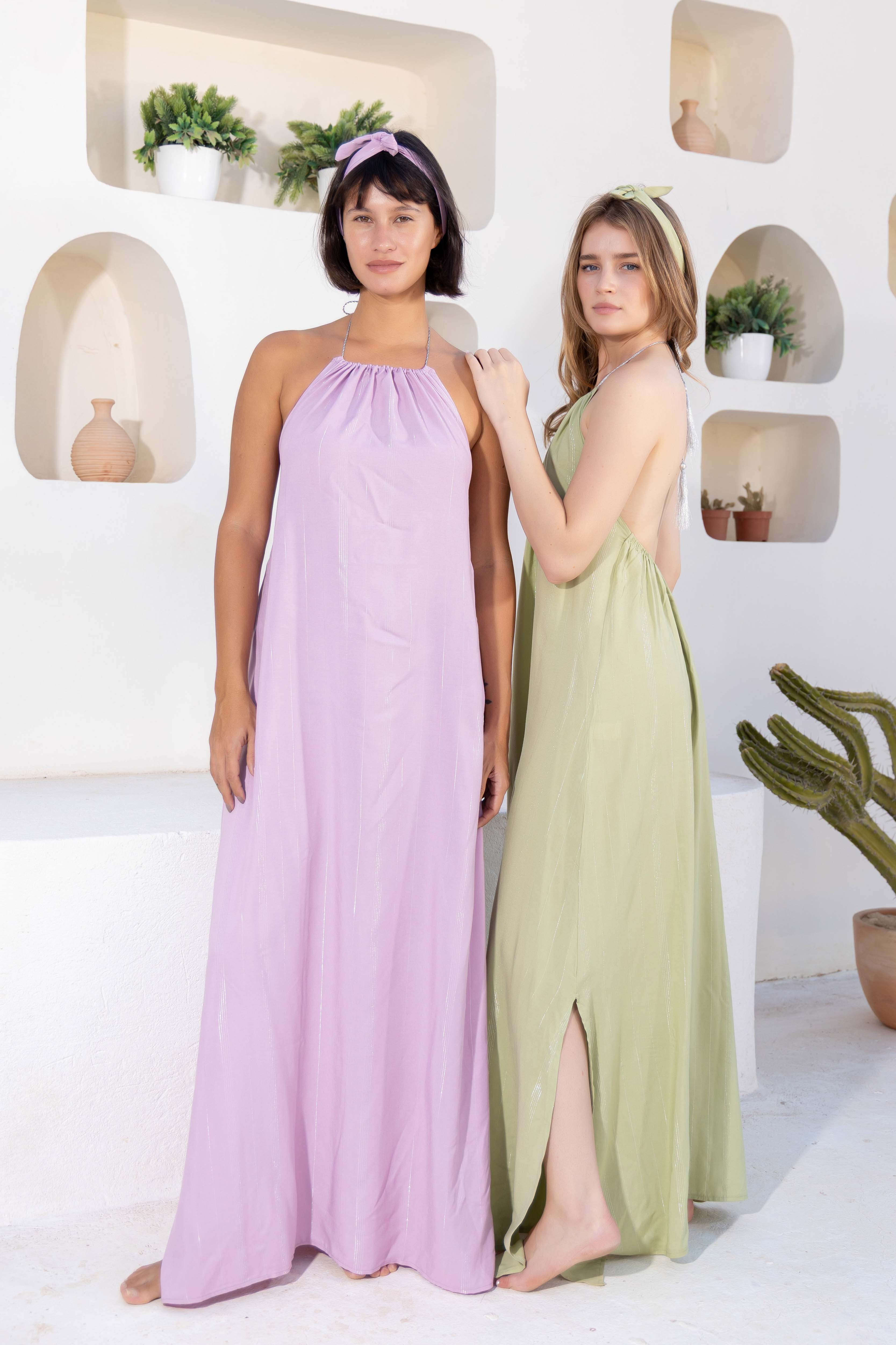 Gathered Neck Maxi Dress