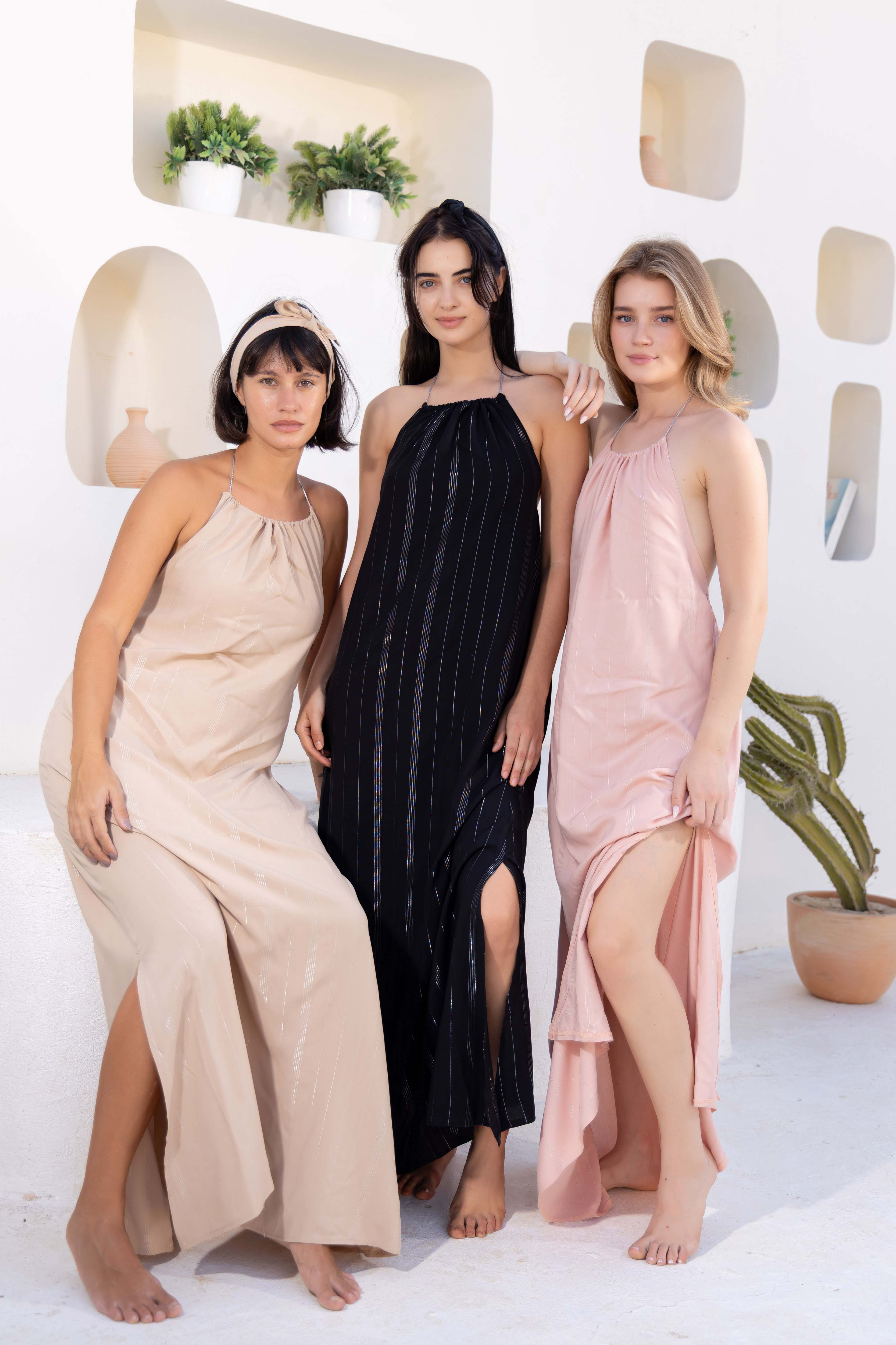 Gathered Neck Maxi Dress