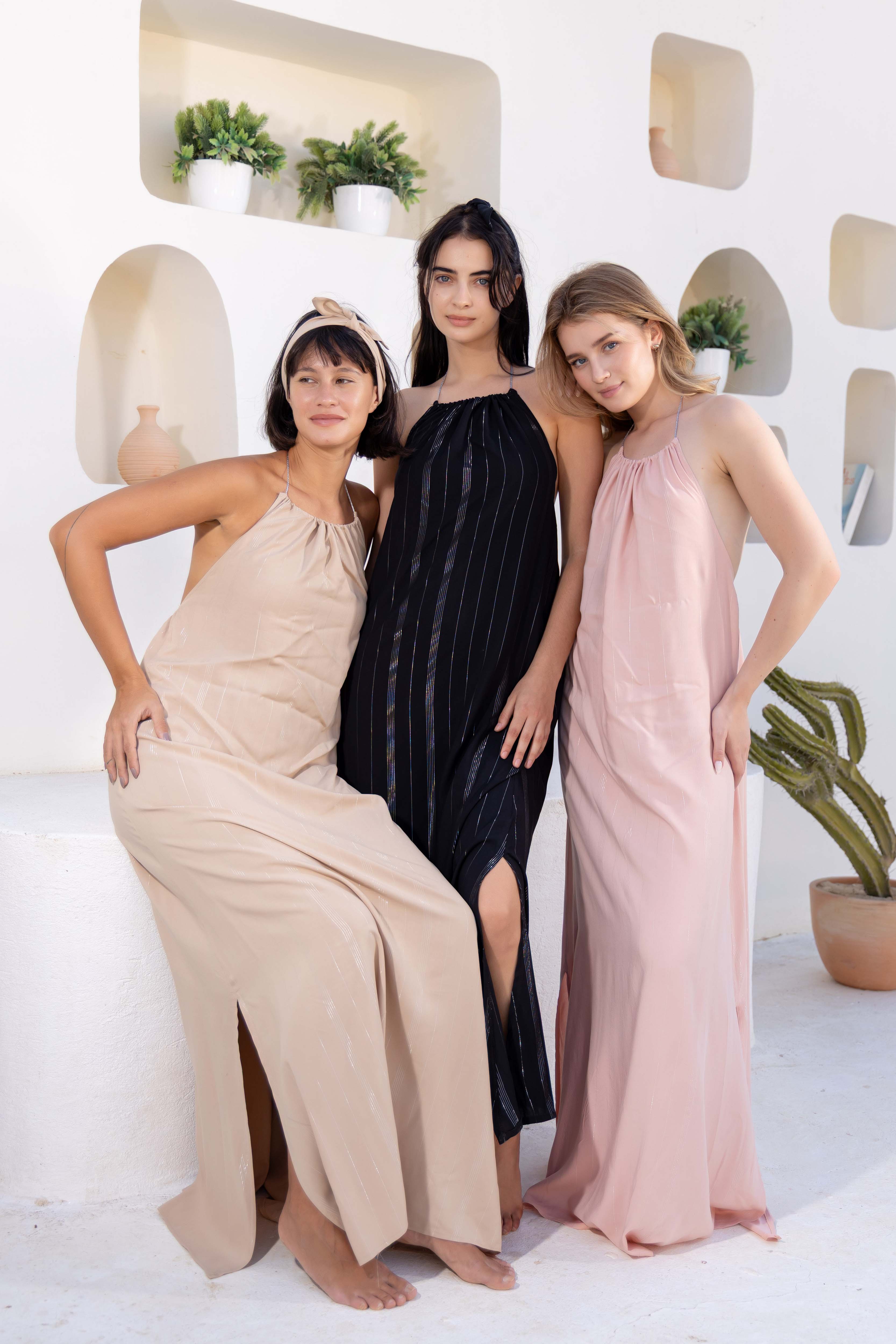 Gathered Neck Maxi Dress
