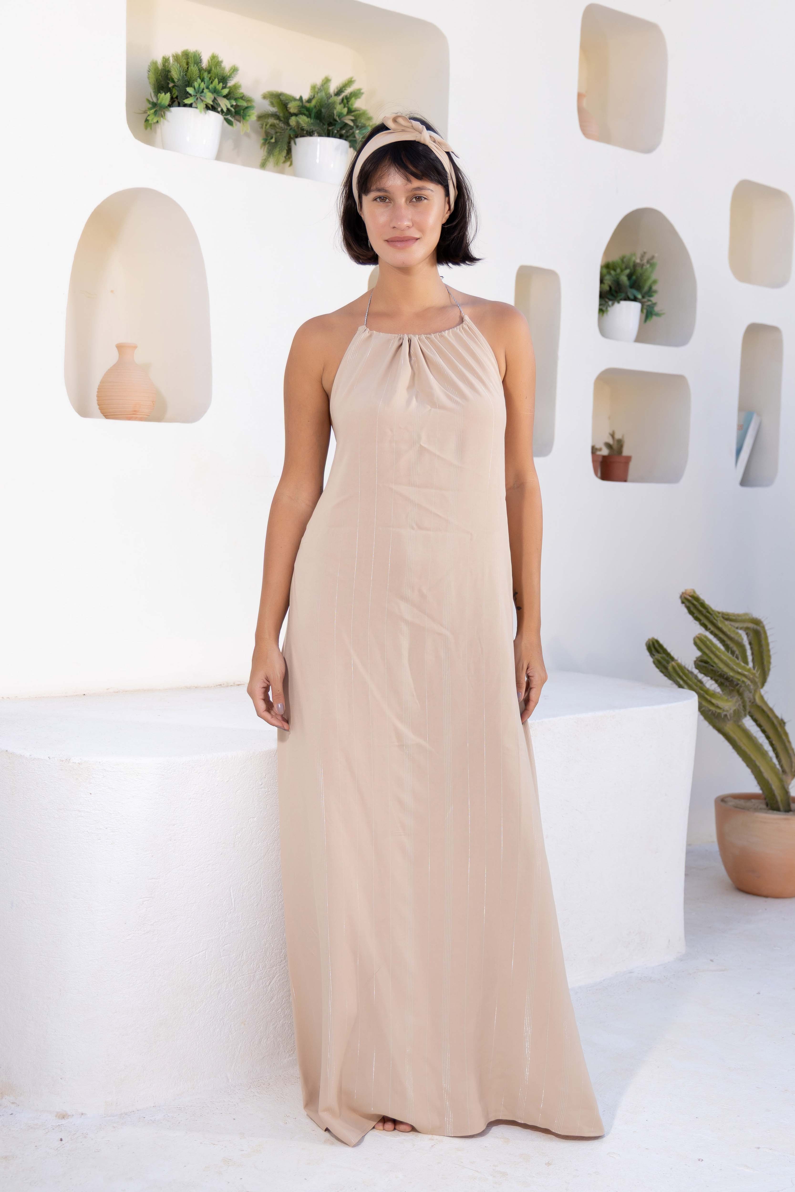 Gathered Neck Maxi Dress