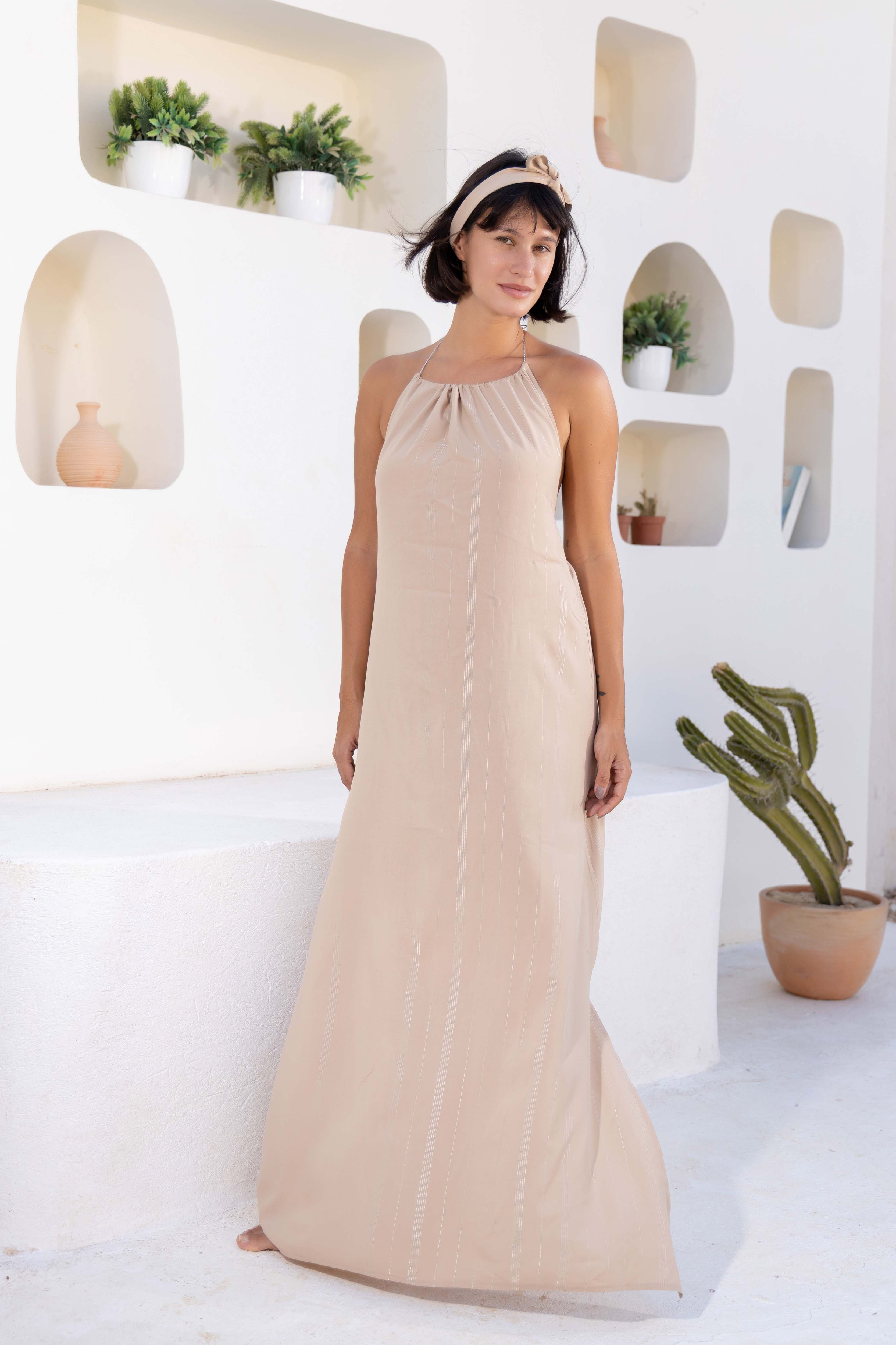 Gathered Neck Maxi Dress