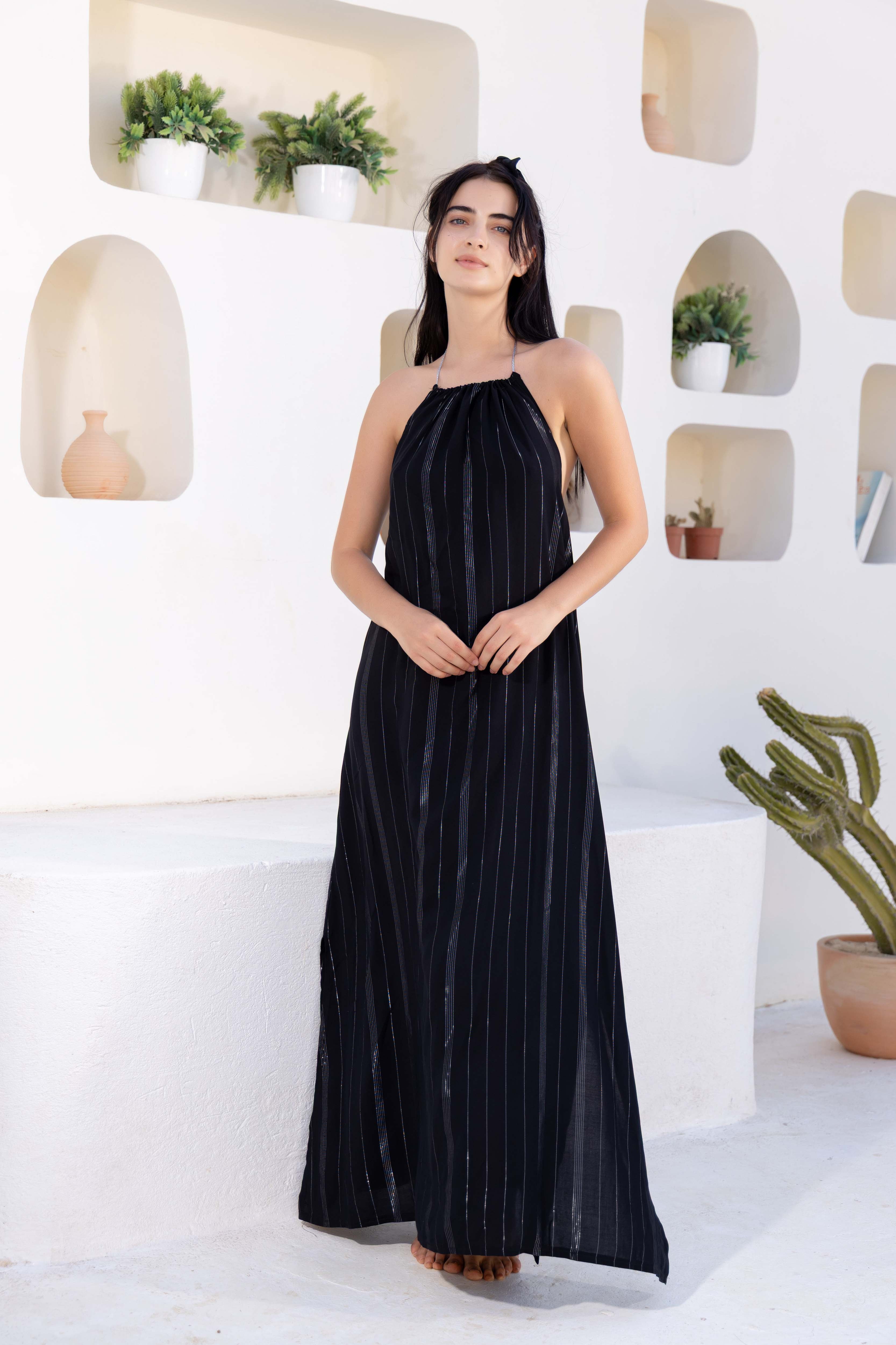 Gathered Neck Maxi Dress