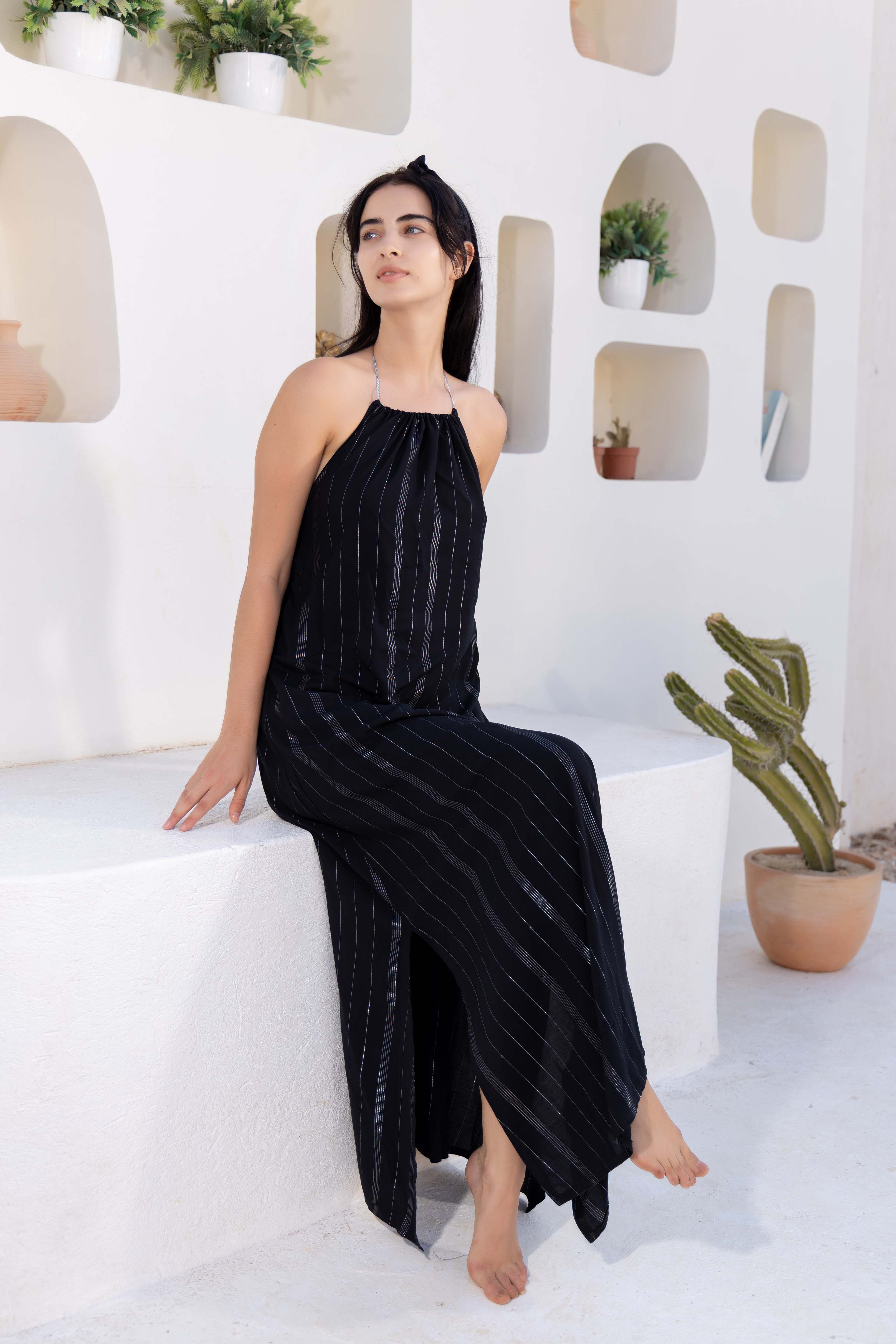 Gathered Neck Maxi Dress