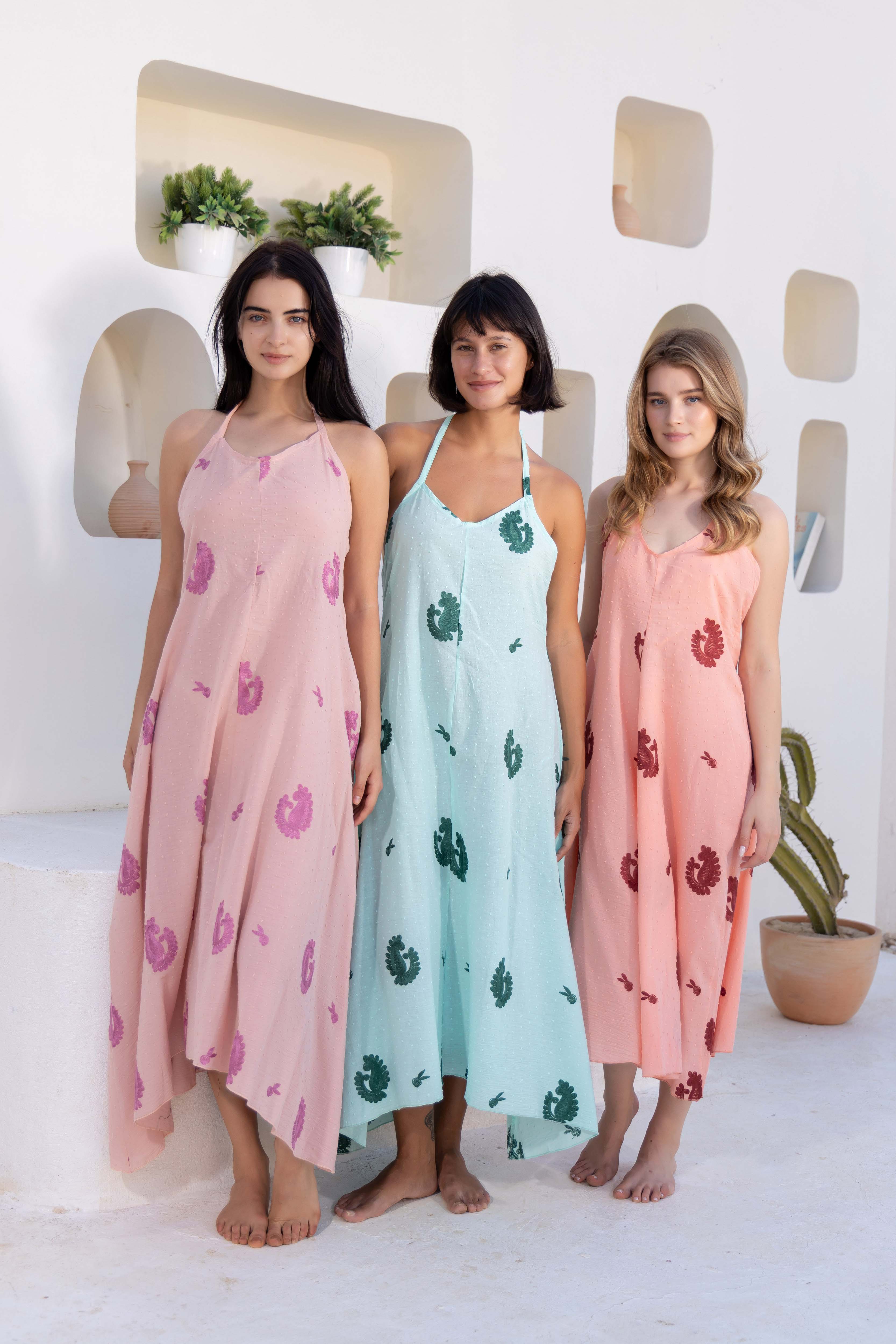 Cactus Print Halter Maxi Dress