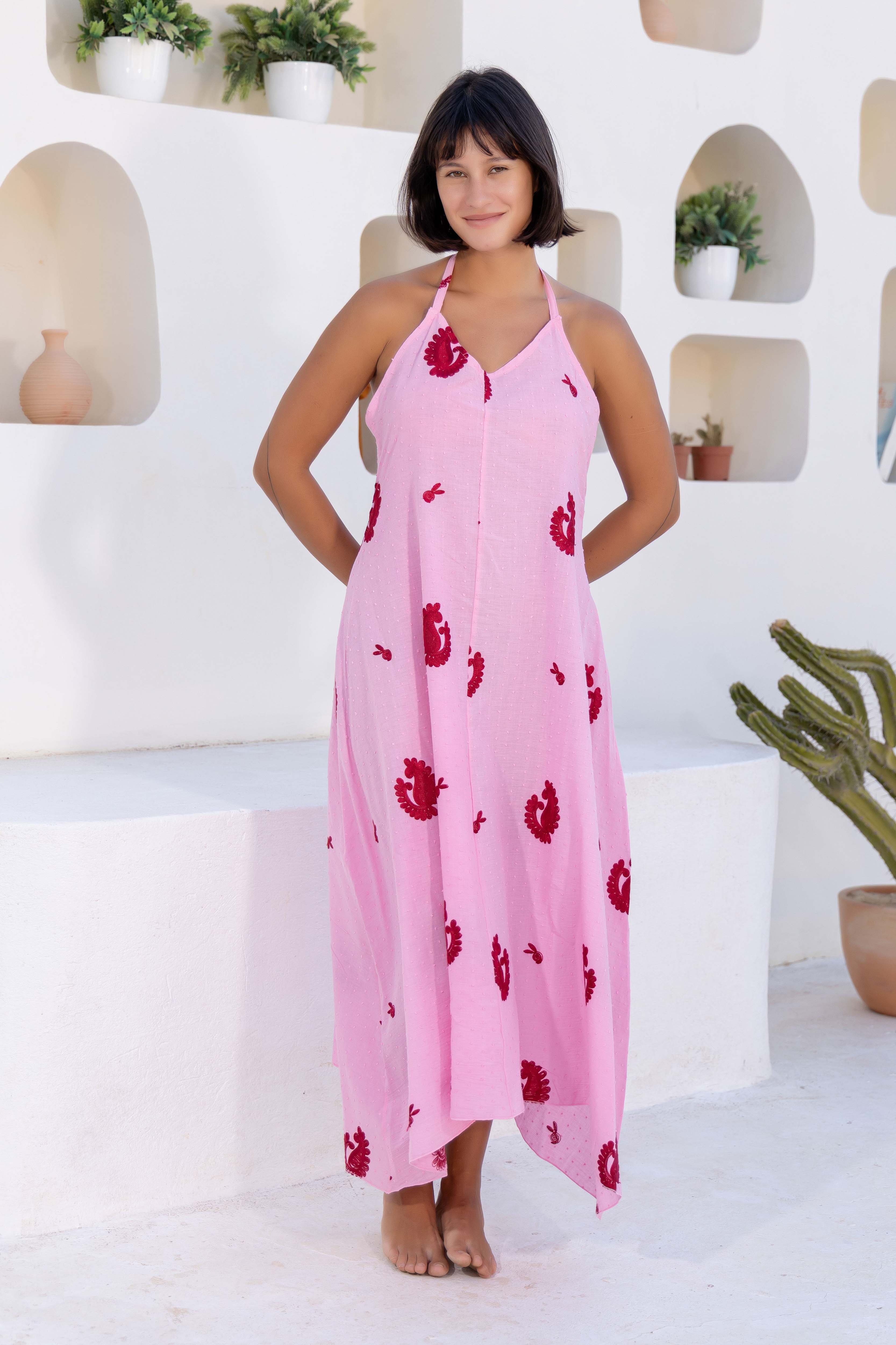 Cactus Print Halter Maxi Dress