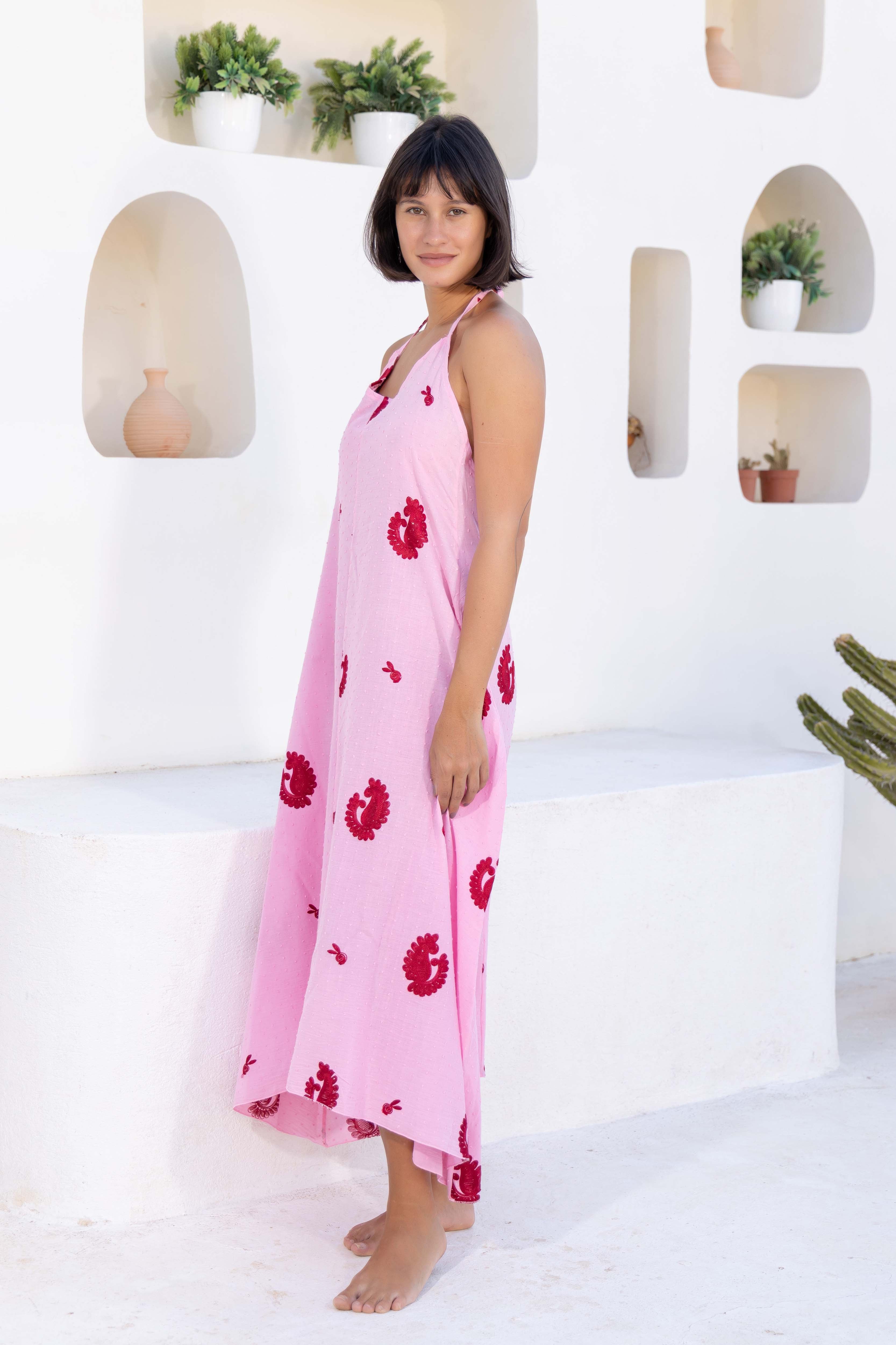 Cactus Print Halter Maxi Dress