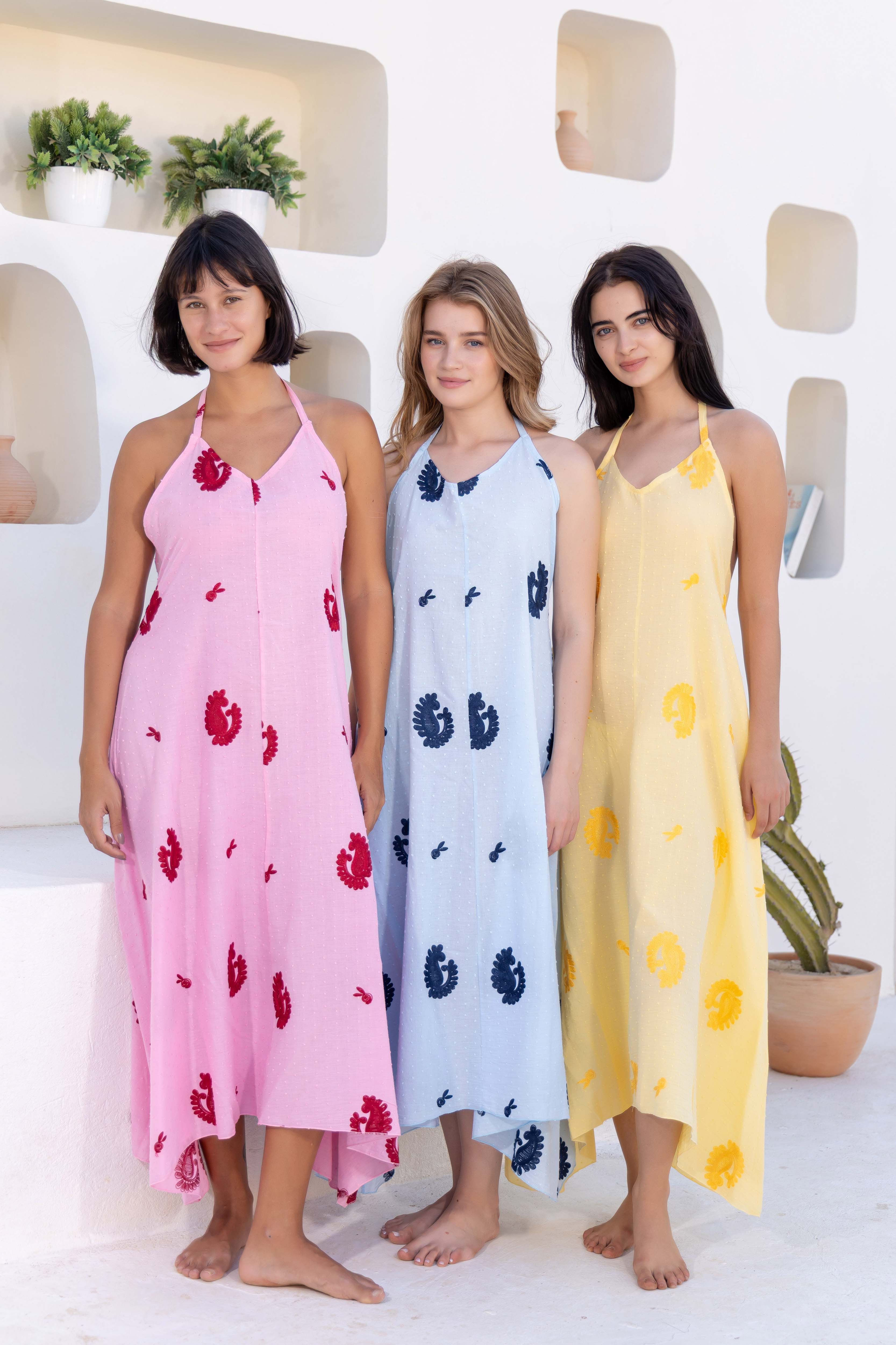 Cactus Print Halter Maxi Dress