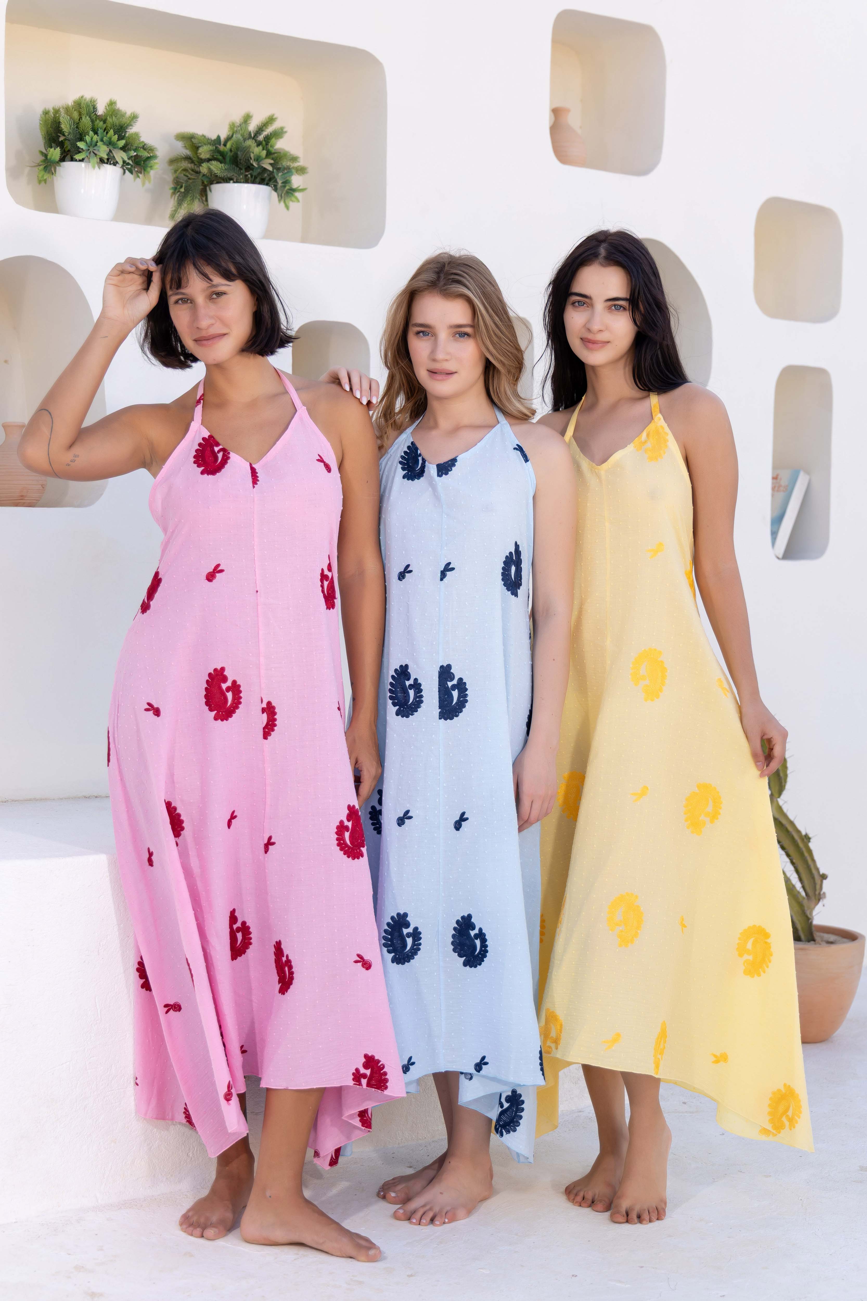 Cactus Print Halter Maxi Dress