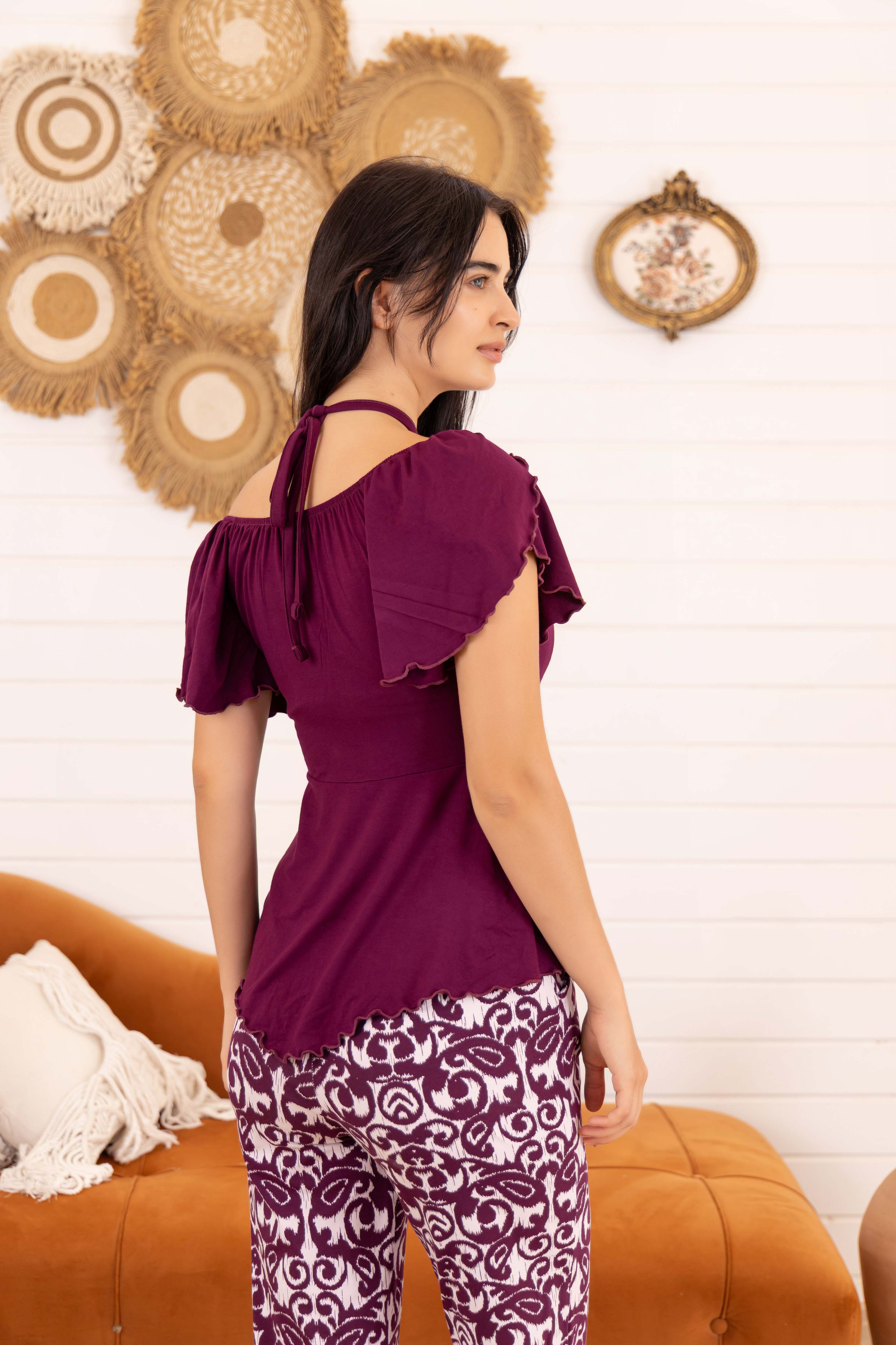 Off-Shoulder Pajama Set
