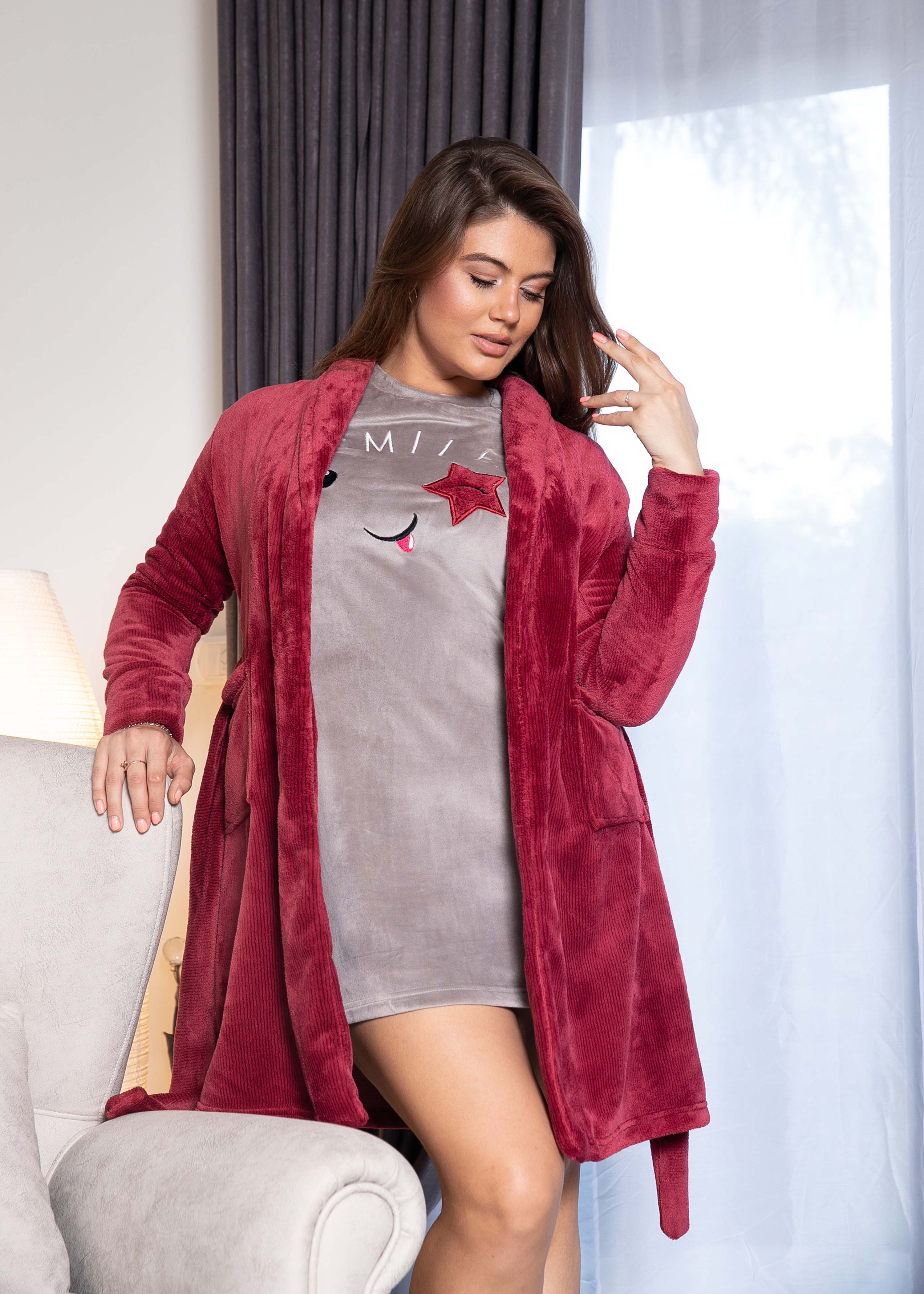 2 PCS VELVET ROBE & DRESS